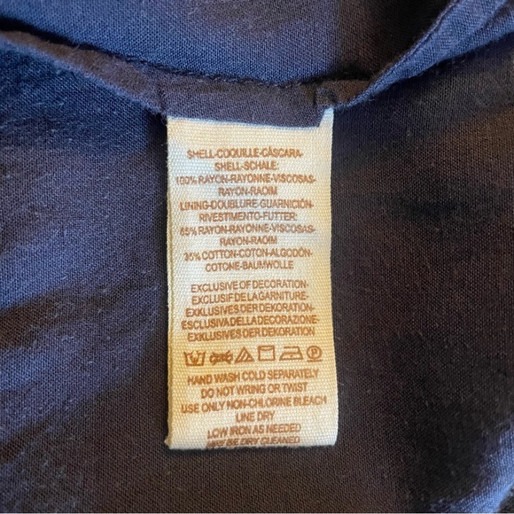 Free People Embroidered Oversize Navy Bell Sleeve Mini Dress Size XS Pockets - Picture 10 of 10